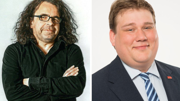 Der Vorsitzende der SPD-Bezirksratsfraktion, Roland Schmitz-Justen und der Vorsitzende des SPD-Ortsvereins Südstadt-Bult, Frank Straßburger